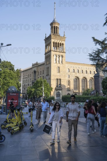 Tbilisi, Georgia. July 29th 2025. A busy street scene near to the Georgian National Academy of