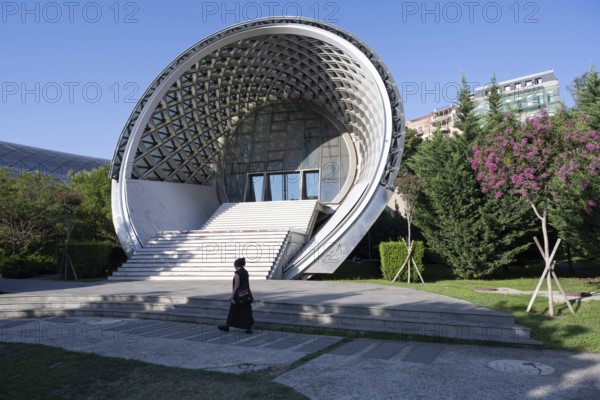 Tbilisi, Georgia. August 19th 2025. The modern architecture of Rike Music Theater and Exhibition