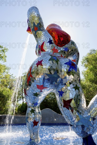 Colourful sculpture made of glass and mirrors, Giardino dei Tarocchi, Garden of Tarot, by Niki de