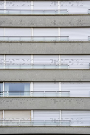 Facades of residential buildings on Zeedijk-Knokke, beach promenade in Knokke-Heist, largely