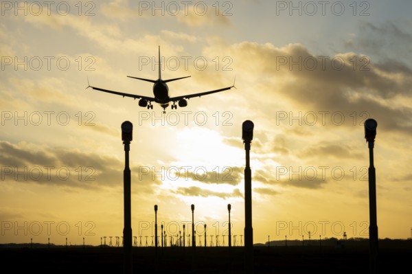 Boeing 737 commercial passenger airliner jet aircraft of Ryanair airways in flight on approach to