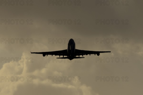 Boeing 747-400 jumbo jet LX-TCV commercial aircraft of Cargolux cargo taking off in flight