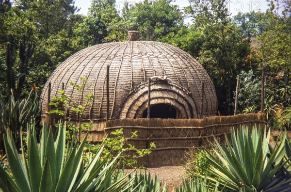 Traditional African beehive hut, known to the Zulu people of Southern Africa as an iQukwane, South