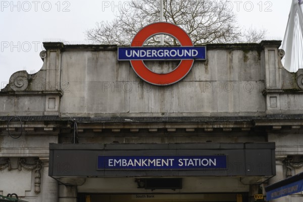 London, UK. January 30th 2025. Embankment is a London Underground station in the City of