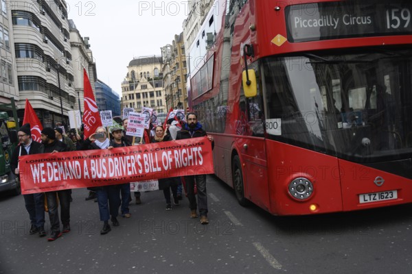 London, UK. January 30th 2025. A demonstration in the West End of London by the trade Union Unite