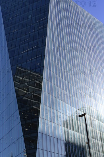 Close-Up architectural detail of a modern glass fronted office building in the city of London,