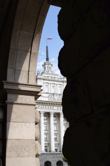 Sofia, Bulgaria. June 21st 2025. Former communist headquarters at The Largo, an architectural