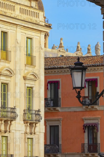 Historic centre view including Badia di Sant'Agata church rooftop, Catania, Sicily, Italy