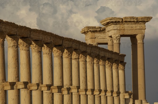 Palmyra, Syria. April 10th 2011 Roman columns leading to the Tetrapylon at the ruined city of