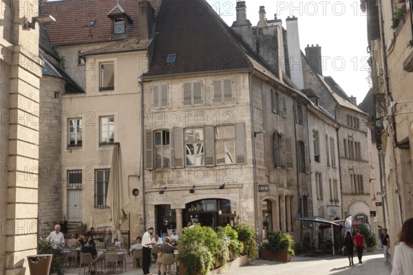 Dole, France. September 20th 2024 Café culture and beautiful architecture of Dole in the Jura