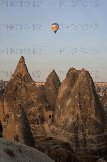 Goreme, Cappadocia, Turkey. November 10th 2017 Hot air balloons over the landscape of Cappadocia,