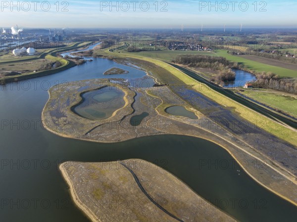 Haltern-Marl, North Rhine-Westphalia, Germany - Lippe, flood protection in the