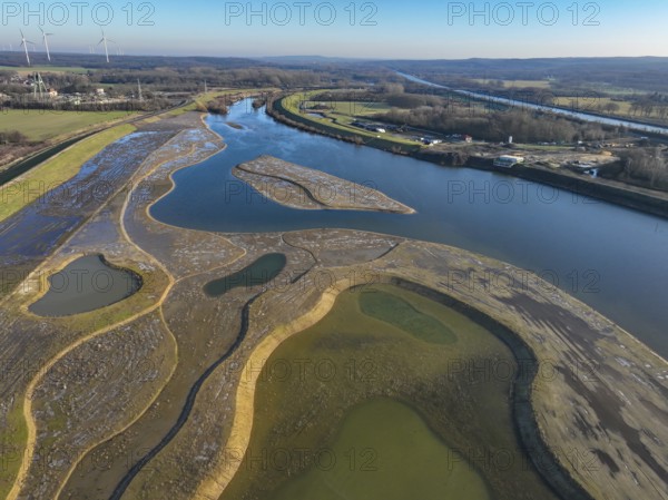 Haltern-Marl, North Rhine-Westphalia, Germany - Lippe, flood protection in the