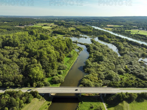 Haltern-Marl, North Rhine-Westphalia, Germany - Lippe, flood protection in the