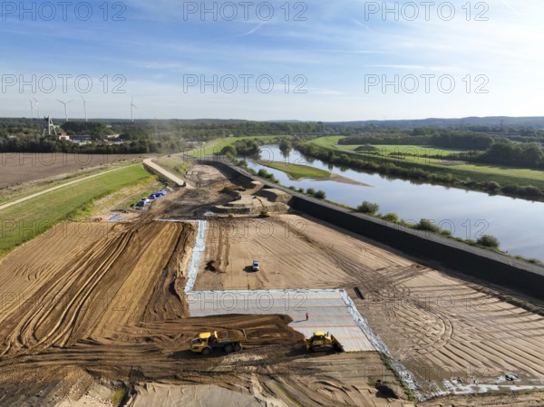 Haltern-Marl, North Rhine-Westphalia, Germany - Lippe, flood protection in the