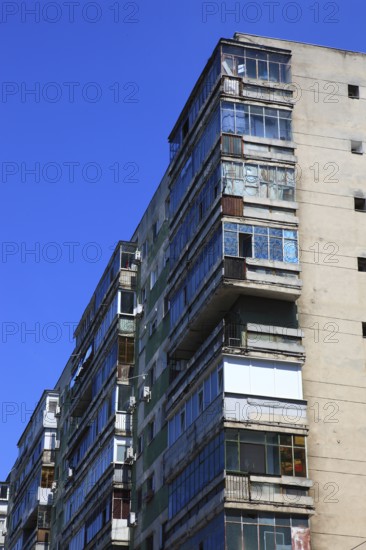 Romania, capital Bucharest, Bucuresti, old prefabricated buildings in Ceausescu style in the center