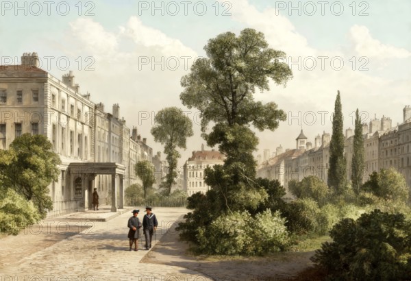 Queen Square, 1810, a garden square in the Bloomsbury district of central London, England, United