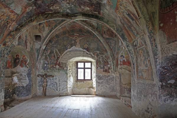 Interior frescoes of the chapel in the fortified church of Honigberg, Harman, Burzenland in