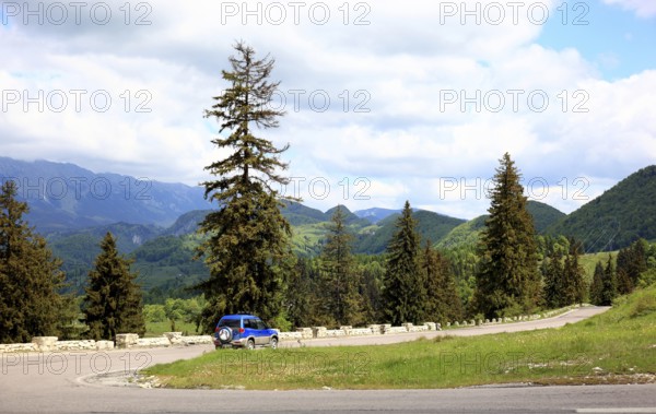 Landscape near Bran Castle, also known as Törzburg, in Transylvania, Romania