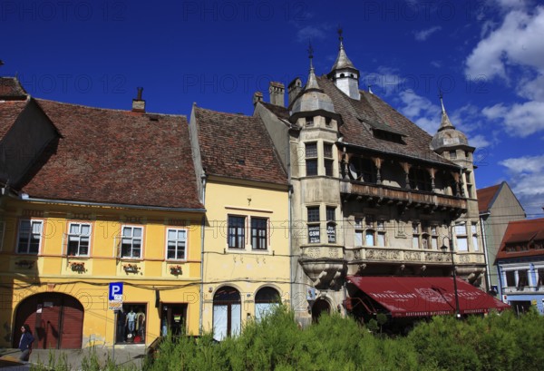 Romania, houses in the historic old town of Sighisoara, German Sighisoara, town in Mures district
