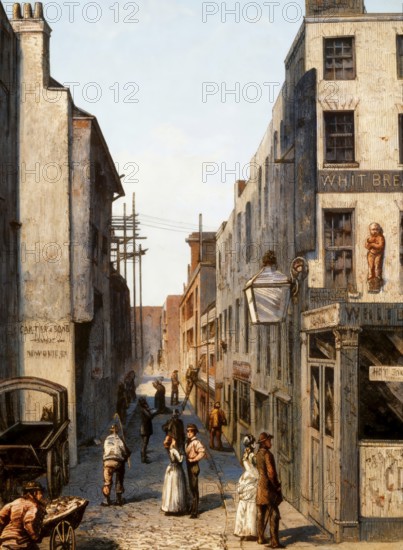 Cock Lane, a small street in Smithfield in the City of London, 18th century, England, United
