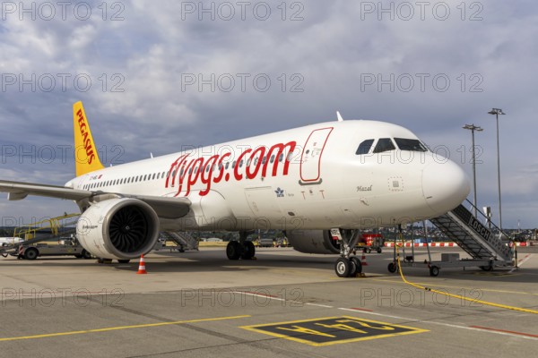 An Airbus A320neo Pegasus Airlines aircraft with the license plate TC-NBL at the airport in