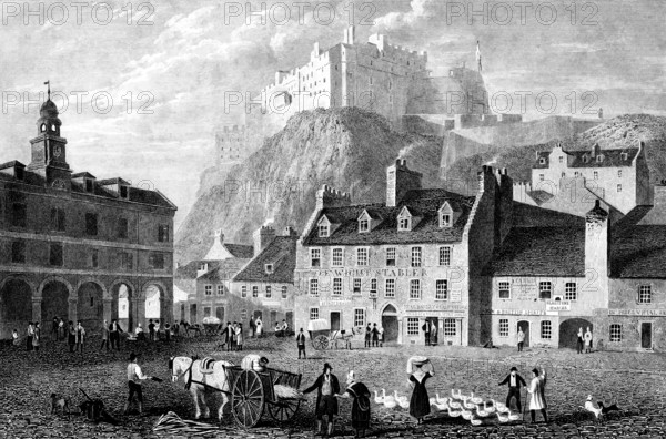 Edinburgh Castle, the castle in Edinburgh on Castle Rock, basalt rock formation, geology, shelter,