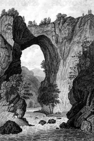 Natural Bridge, the natural bridge in the state of Virginia, USA, rock formation in Rockbridge