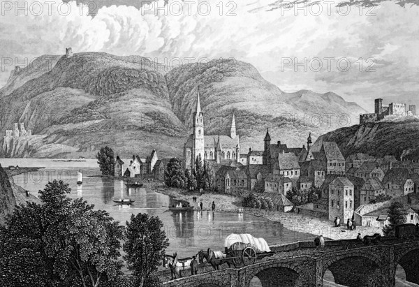 Bingen am Rhein, Rhineland-Palatinate, Germany, cityscape, small town, Rhenish mountains, church,