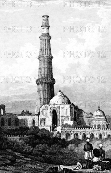 Cootub Minar ruins, Qutub Minar, Qutub Minar, Delhi, India, various transcription, rejuvenating