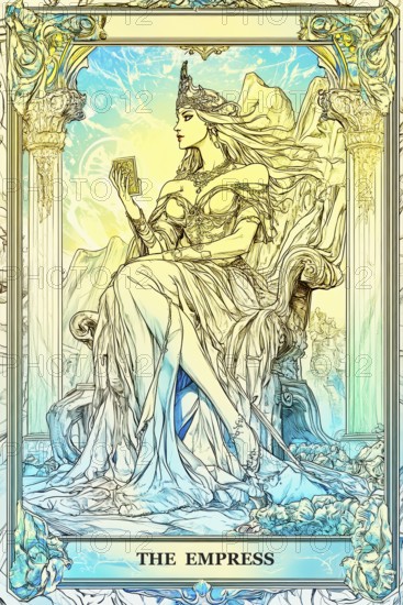 Modern representation of tarot card The Empress symbolizing fertility, motherhood, beauty,