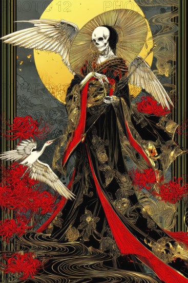 Modern representation of tarot card The Death symbolizing spiritual transformation, new beginnings,