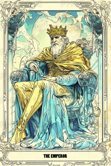 Modern representation of tarot card The Emperor symbolizing stability, fatherhood, authority, older