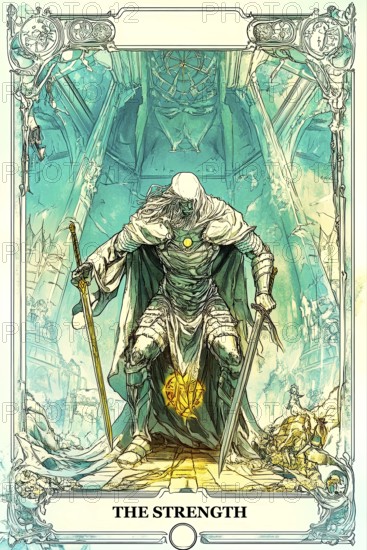 Modern representation of tarot card The Strength symbolizing courage, bravery, confidence,