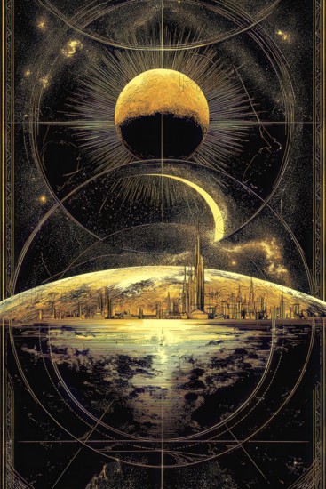 Modern representation of tarot card The World symbolizing completion, fulfilment, achievement,