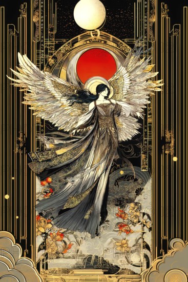 Modern representation of tarot card The Temperance symbolizing balance, peace, moderation, harmony,