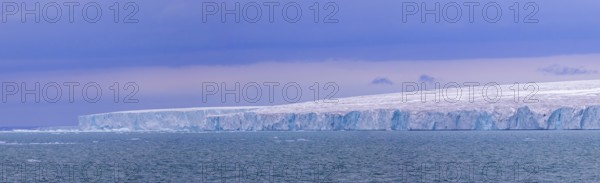Brasvellbreen glacier from the ice cap Austfonna pouring fresh water into the Barents Sea,