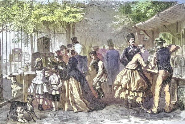 The German bird market in the garden of the stock exchange in Saint Petersburg, Russia/The German