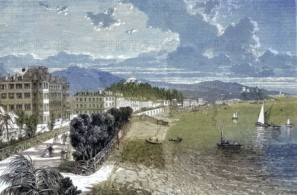 The Promenade des Anglais, Promenade of the English, a promenade along the Mediterranean Sea in