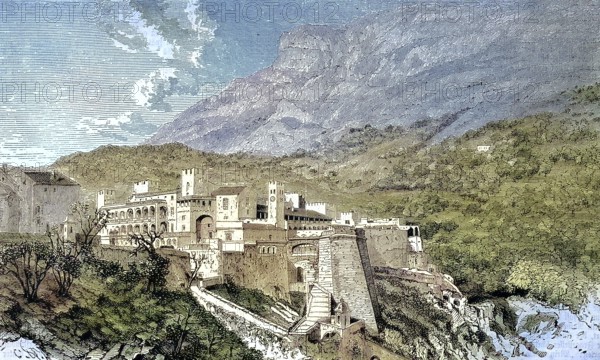View of the Castle of Monaco/view of the castle of Monaco, historical, digitally restored