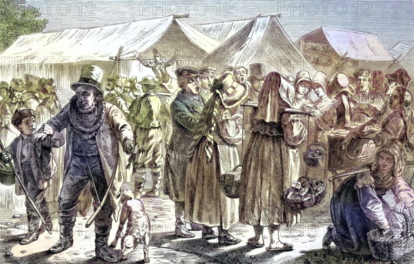 Every year in Mecklenburg, Germany, rural people came to the market to trade/yearly fair in