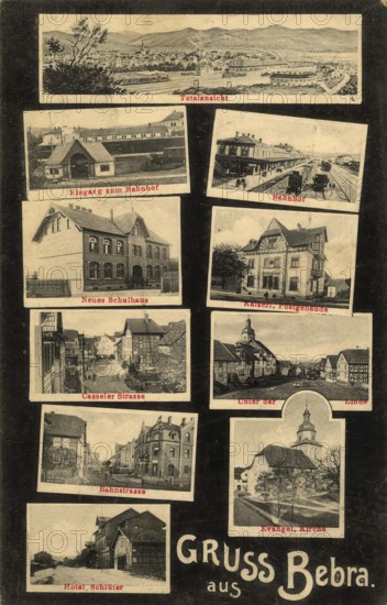 Historical postcard around 1910, Bebra, Regierungsbezirk Kassel, Hesse, Germany, digital