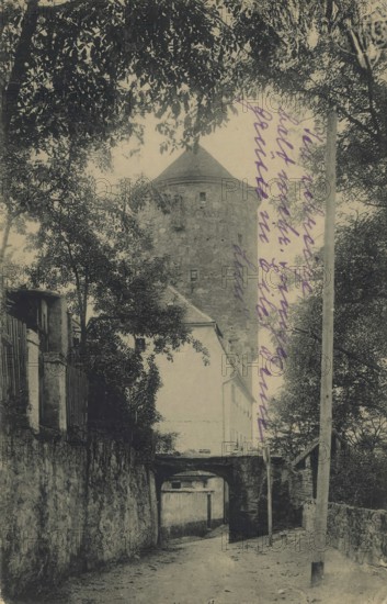 Historical postcard around 1900, Bautzen, Nicolai Tower, Saxony, Germany, digital reproduction of a