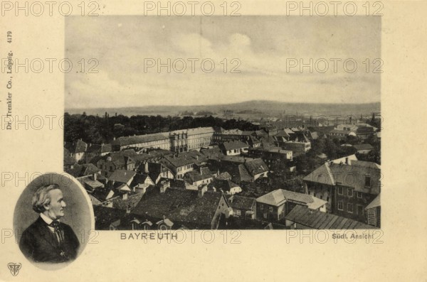 Historical postcard around 1910, view of Bayreuth from the south, Richard Wagner, Upper Franconia,