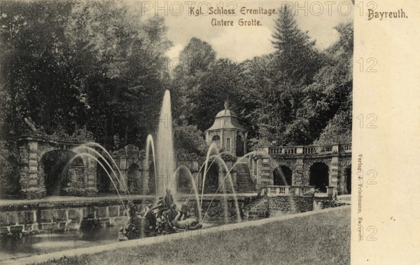 Historical postcard around 1900, Bayreuth, Hermitage and Lower Grotto, Upper Franconia, Bavaria,