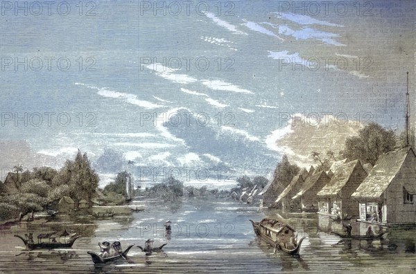 The floating city of Banjer-Masing, Banjarmasin in Borneo, Indonesia/ the swimming city of