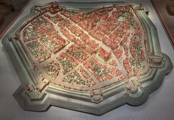 Wooden model of the city of Ingolstadt from 1572 on a scale of 1:685, Jakob Sandtner, Bavarian