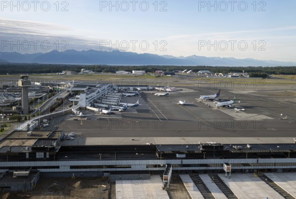 Aerial view of Ted Stevens International Airport, Anchorage