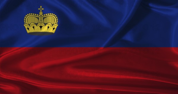 National flag of Liechtenstein with cloth texture. Liechtenstein flag with realistic texture