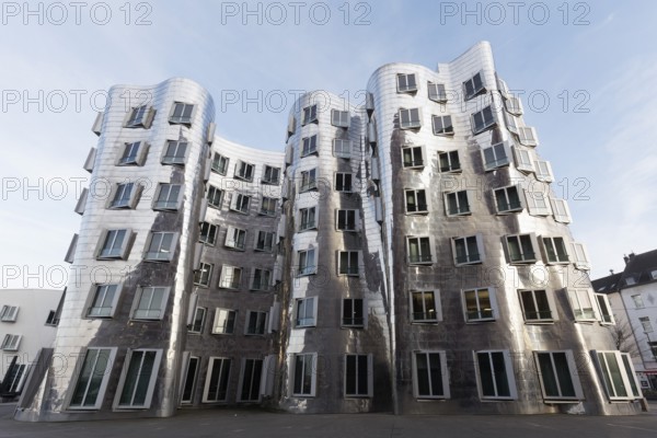 New Zollhof by architect Frank O. Gehry, house with aluminum façade, Gehry buildings in the